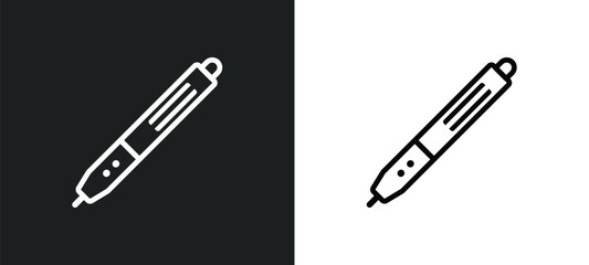 digital pen outline icon in white and black colors. digital pen flat vector icon from technology collection for web, mobile apps and ui.