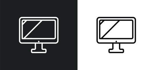 simple screen outline icon in white and black colors. simple screen flat vector icon from technology collection for web, mobile apps and ui.