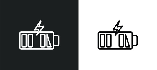 battery charge almost full outline icon in white and black colors. battery charge almost full flat vector icon from technology collection for web, mobile apps and ui.