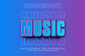 Music 3d Editable Text Effect Cartoon Style Premium Vector