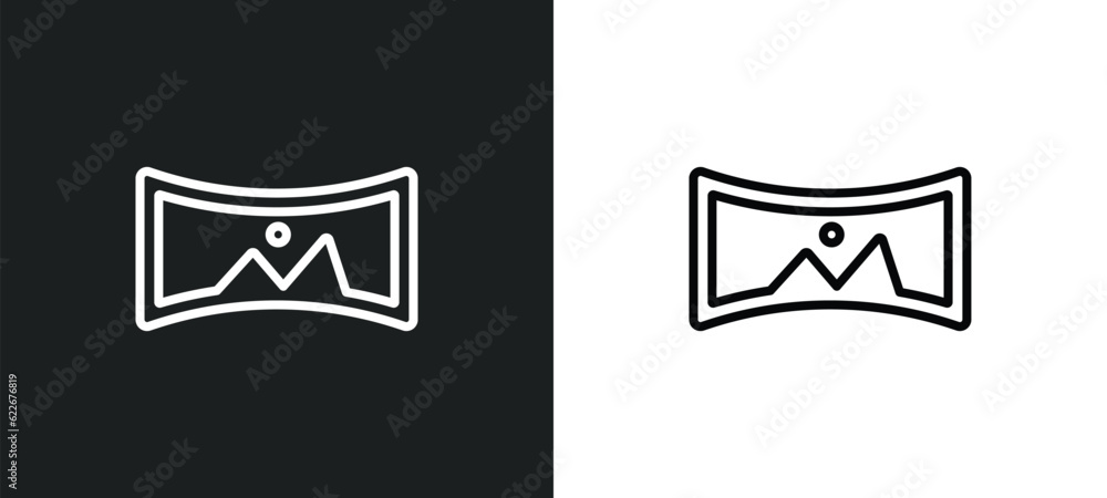 Poster panoramic outline icon in white and black colors. panoramic flat vector icon from technology collect