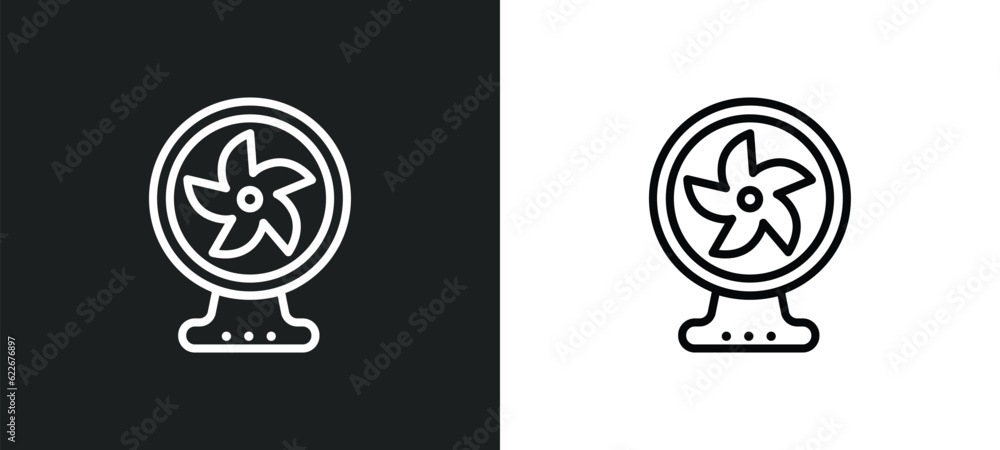Poster ventilator outline icon in white and black colors. ventilator flat vector icon from technology colle