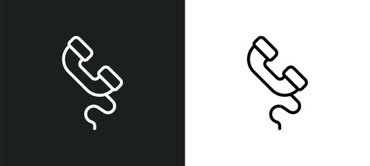 phone with wire outline icon in white and black colors. phone with wire flat vector icon from technology collection for web, mobile apps and ui.