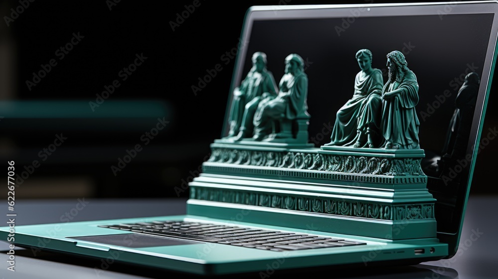 Aufkleber a laptop computer sitting on top of a table. generative ai image.
