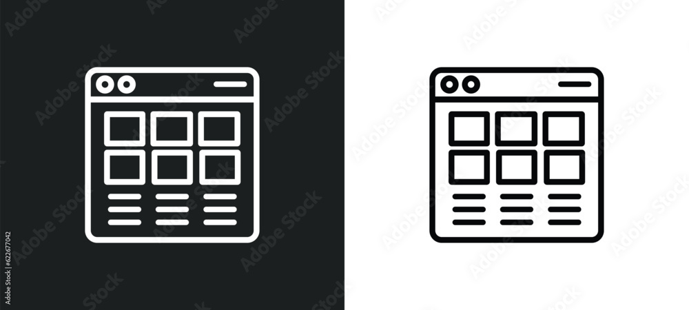 Poster wireframe outline icon in white and black colors. wireframe flat vector icon from technology collect