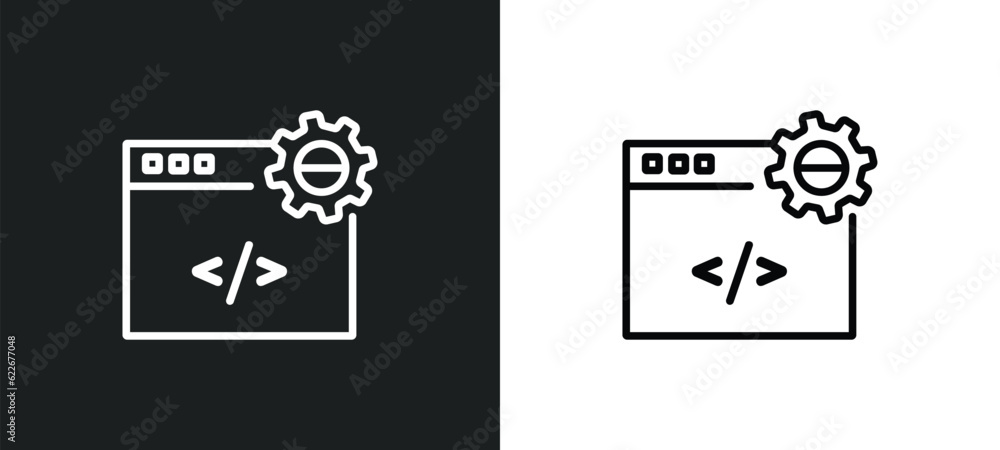 Poster website optimization outline icon in white and black colors. website optimization flat vector icon f