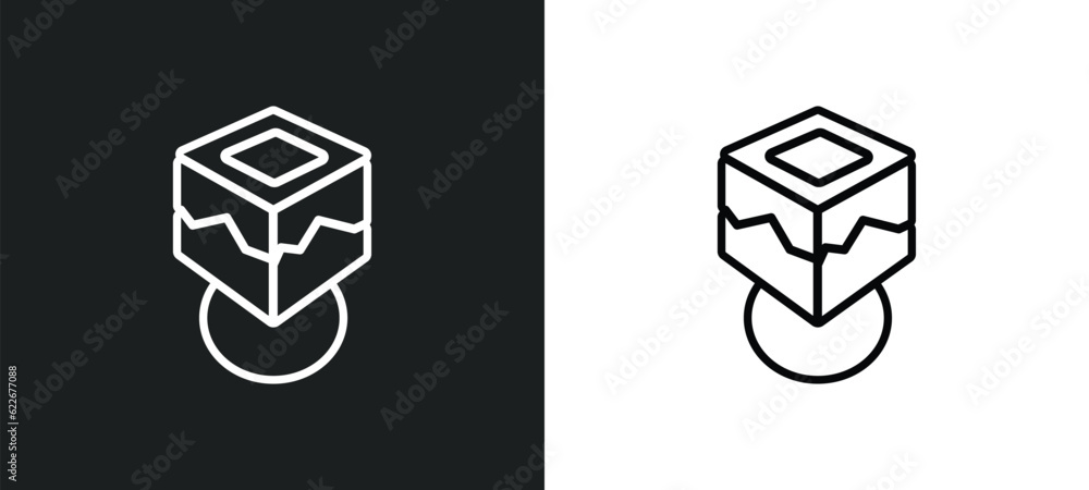 Poster virtual box outline icon in white and black colors. virtual box flat vector icon from technology col