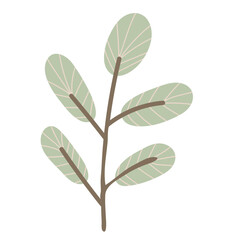 Simple Autumn Twig with leaves. Hand drawn element for autumn decorative design, halloween invitation, harvest or thanksgiving. Vector illustration
