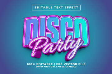 Disco Party 3d Editable Text Effect Cartoon Style Premium Vector