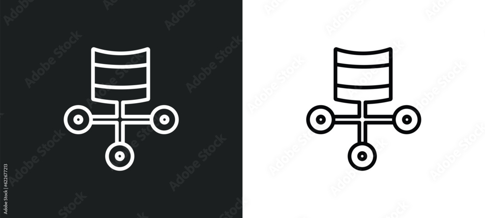 Poster relational database management system outline icon in white and black colors. relational database ma