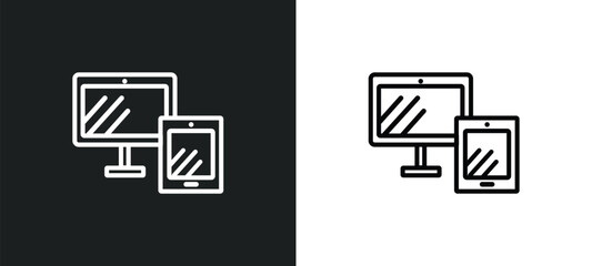 responsive web de outline icon in white and black colors. responsive web de flat vector icon from technology collection for web, mobile apps and ui.