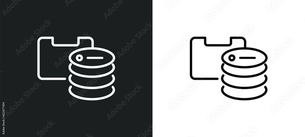 Poster caching outline icon in white and black colors. caching flat vector icon from technology collection 