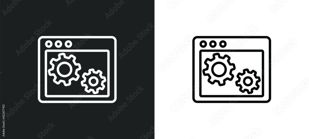 Poster back end outline icon in white and black colors. back end flat vector icon from technology collectio
