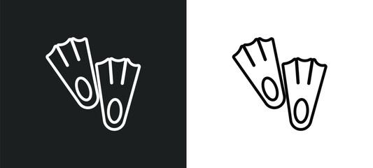 Obraz premium fins outline icon in white and black colors. fins flat vector icon from summer collection for web, mobile apps and ui.