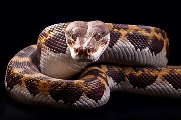Fototapeta premium Close up snake on a black background