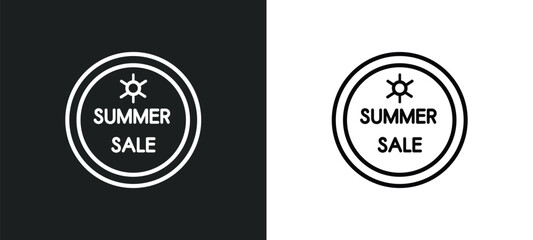 Fototapeta na wymiar summer sale outline icon in white and black colors. summer sale flat vector icon from summer collection for web, mobile apps and ui.