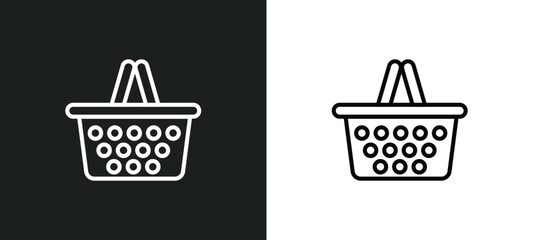 pinic basket outline icon in white and black colors. pinic basket flat vector icon from summer collection for web, mobile apps and ui.