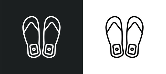 pair of flip flops outline icon in white and black colors. pair of flip flops flat vector icon from summer collection for web, mobile apps and ui.