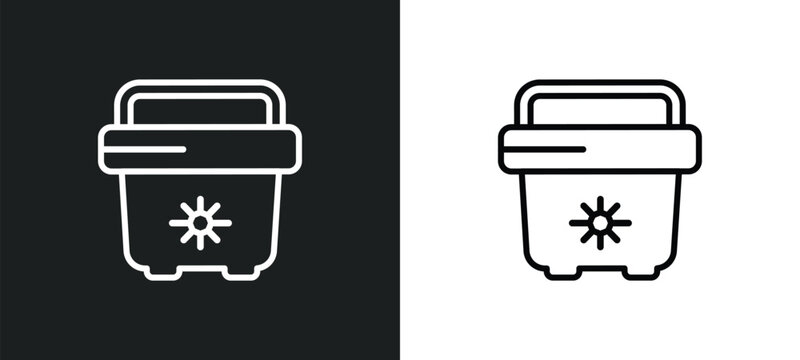 portable fridge outline icon in white and black colors. portable fridge flat vector icon from summer collection for web, mobile apps and ui.