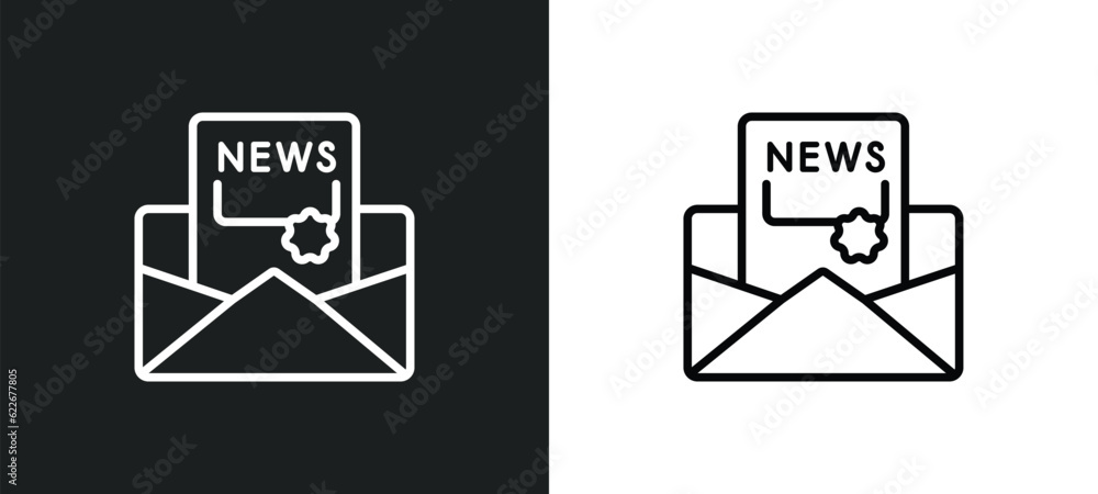 Poster newsletter outline icon in white and black colors. newsletter flat vector icon from success collecti
