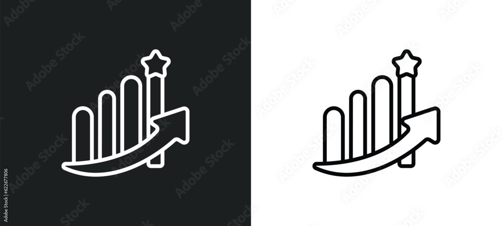 Poster graphics outline icon in white and black colors. graphics flat vector icon from success collection f