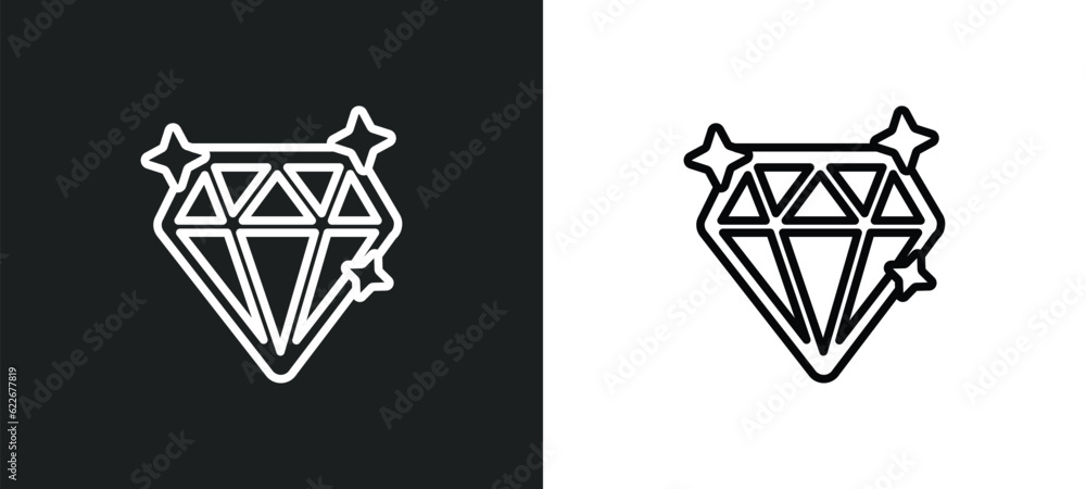 Poster gem outline icon in white and black colors. gem flat vector icon from success collection for web, mo