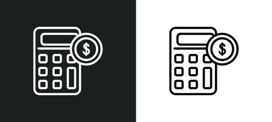 calculating outline icon in white and black colors. calculating flat vector icon from strategy collection for web, mobile apps and ui.