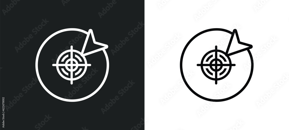 Aufkleber goal outline icon in white and black colors. goal flat vector icon from strategy collection for web,
