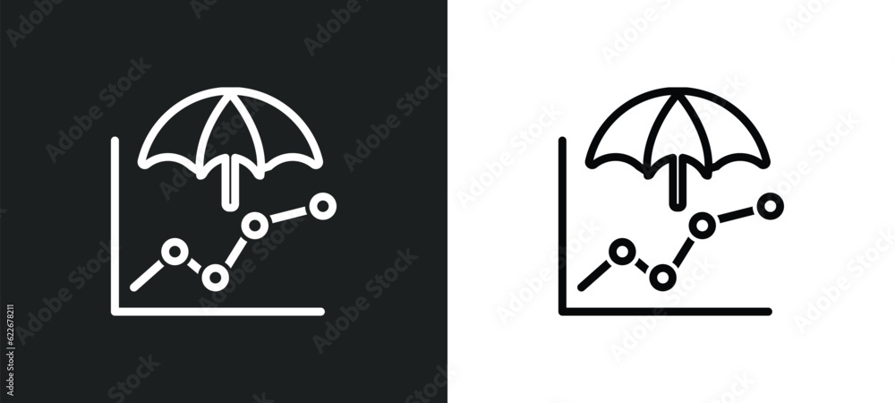 Poster risk outline icon in white and black colors. risk flat vector icon from strategy collection for web,