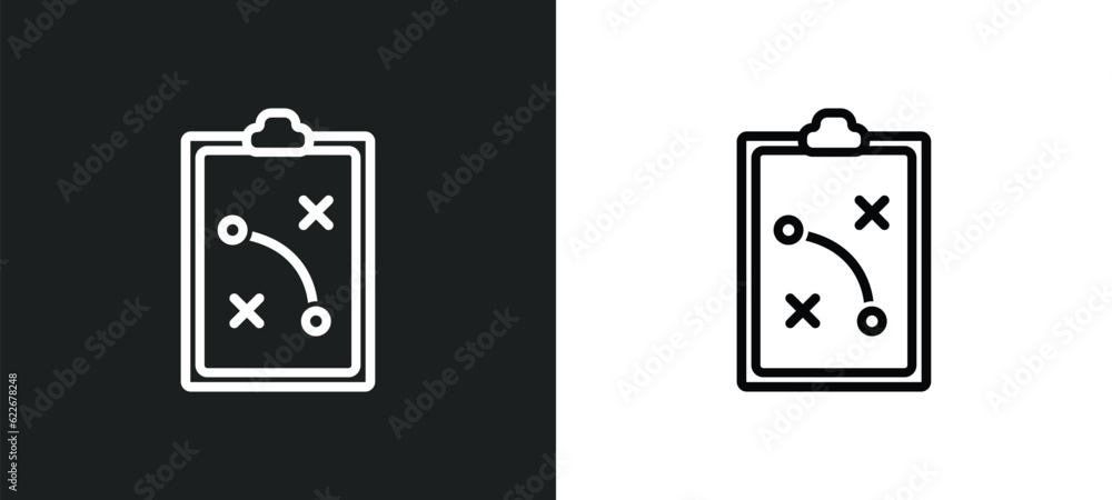 Poster strategy outline icon in white and black colors. strategy flat vector icon from strategy collection 