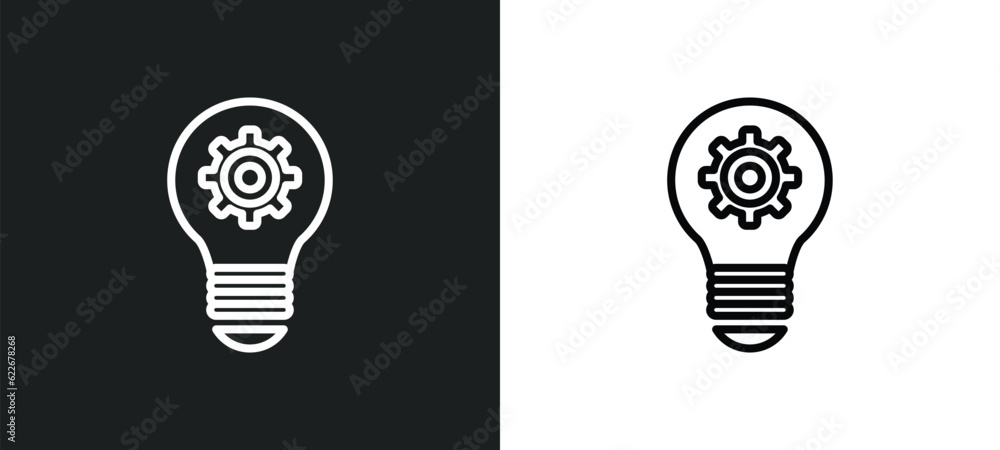 Poster idea outline icon in white and black colors. idea flat vector icon from strategy collection for web,