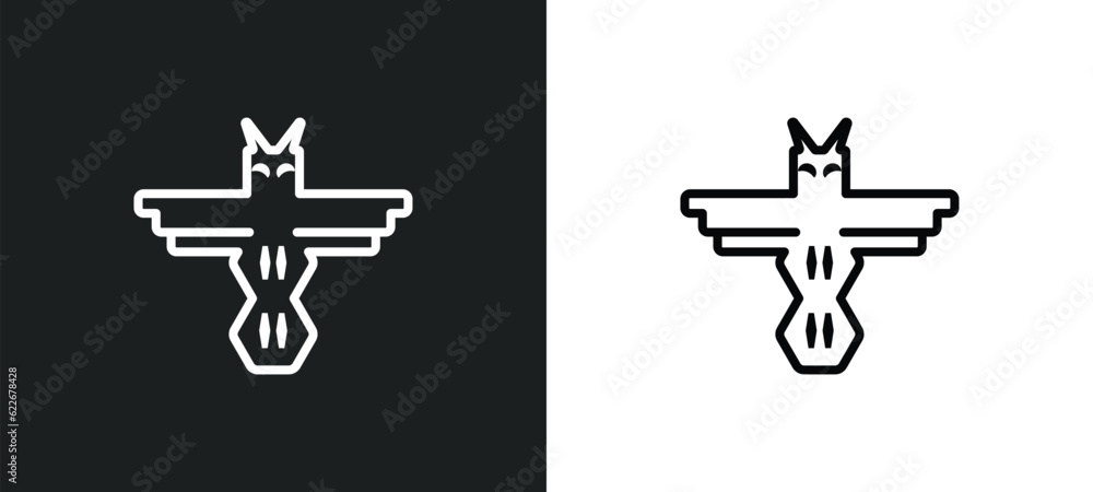 Poster totem outline icon in white and black colors. totem flat vector icon from stone age collection for w