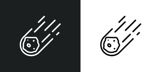 meteorite outline icon in white and black colors. meteorite flat vector icon from stone age collection for web, mobile apps and ui. - obrazy, fototapety, plakaty