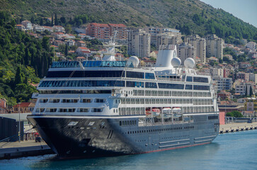 Luxury Azamara cruiseship cruise ship liner Journey, Quest, Pursuit or Onward in port of Dubrovnik,...