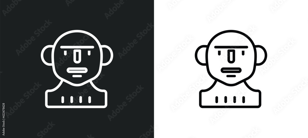 Poster troglodyte outline icon in white and black colors. troglodyte flat vector icon from stone age collec