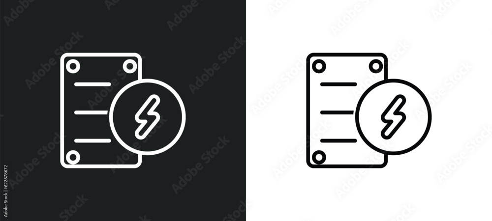 Poster quick outline icon in white and black colors. quick flat vector icon from startup collection for web