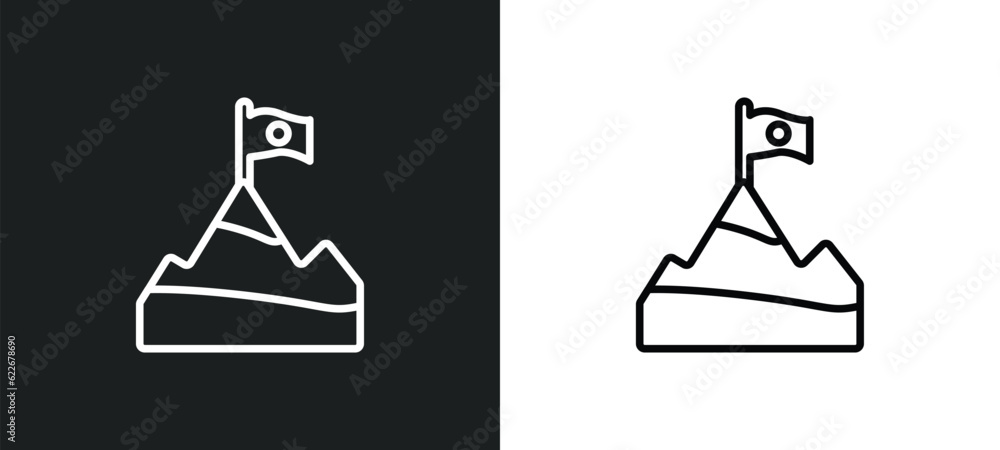 Poster overcome outline icon in white and black colors. overcome flat vector icon from startup collection f