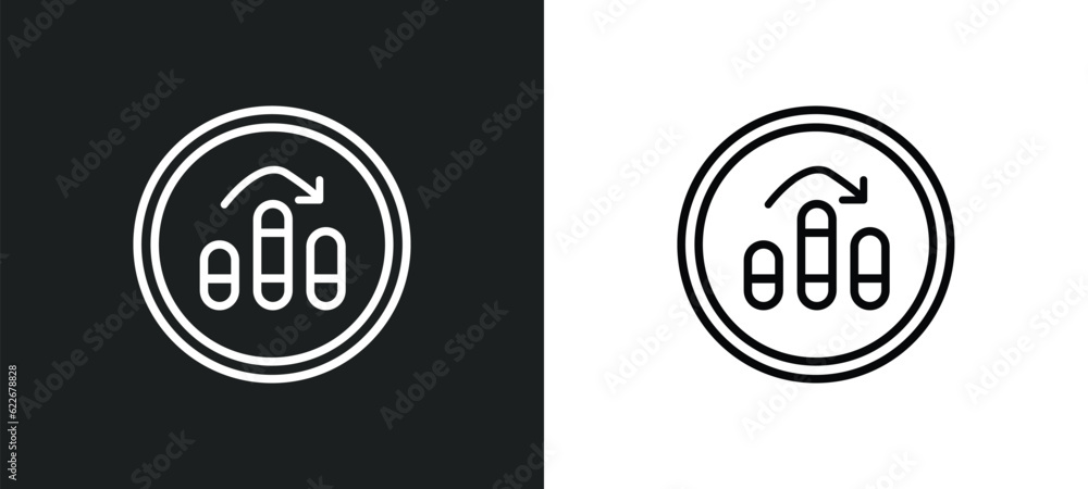 Poster increase outline icon in white and black colors. increase flat vector icon from startup strategy and