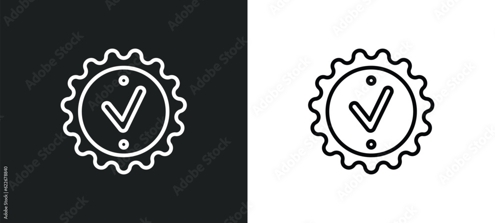 Poster valid outline icon in white and black colors. valid flat vector icon from startup stategy and collec