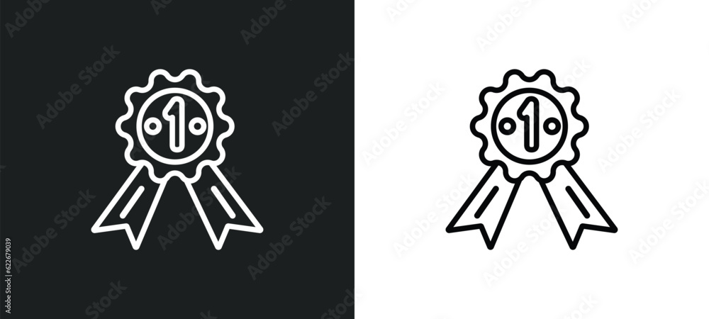 Poster first outline icon in white and black colors. first flat vector icon from startup stategy and collec