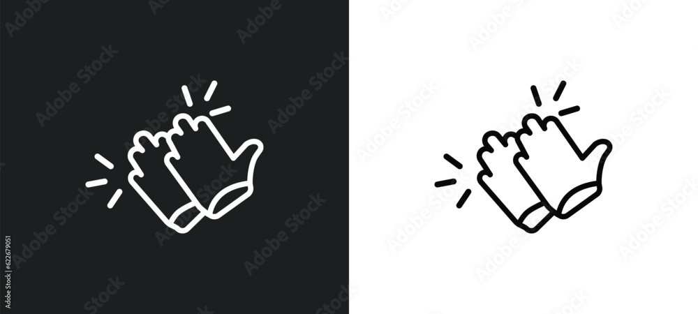Poster clap outline icon in white and black colors. clap flat vector icon from startup stategy and collecti