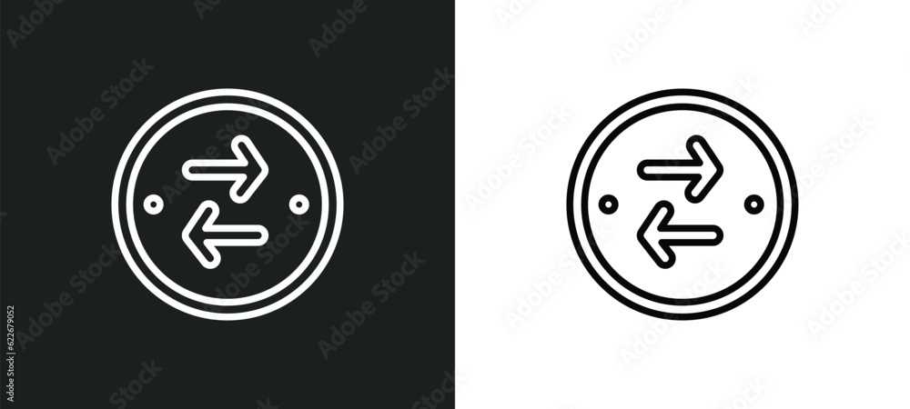 Poster exchanging outline icon in white and black colors. exchanging flat vector icon from startup stategy 