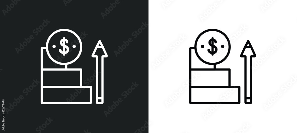 Poster career ladder outline icon in white and black colors. career ladder flat vector icon from startup st