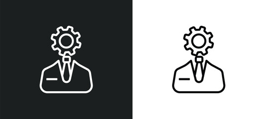 businessman and strategy outline icon in white and black colors. businessman and strategy flat vector icon from startup stategy collection for web, mobile apps ui.