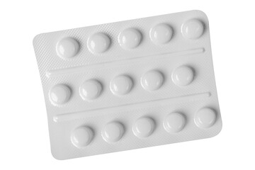Pack of pills isolated on white background.