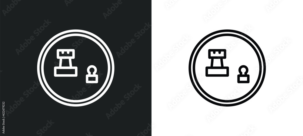 Aufkleber strategy game outline icon in white and black colors. strategy game flat vector icon from strategy c