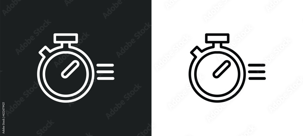 Poster quick outline icon in white and black colors. quick flat vector icon from startup collection for web