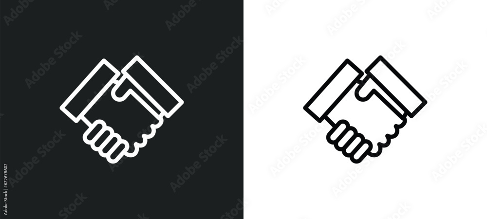 Poster cooperation outline icon in white and black colors. cooperation flat vector icon from strategy colle