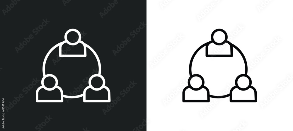 Poster collaboration outline icon in white and black colors. collaboration flat vector icon from strategy c