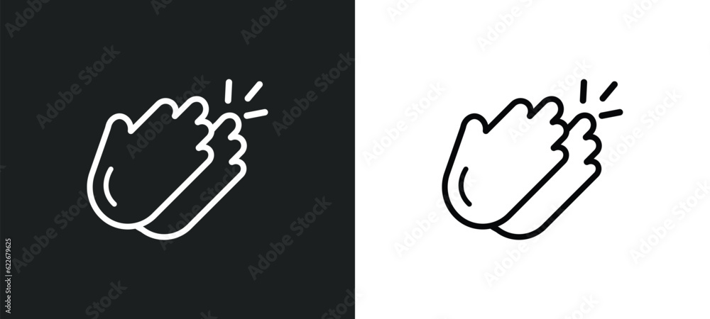 Poster clap outline icon in white and black colors. clap flat vector icon from success collection for web, 